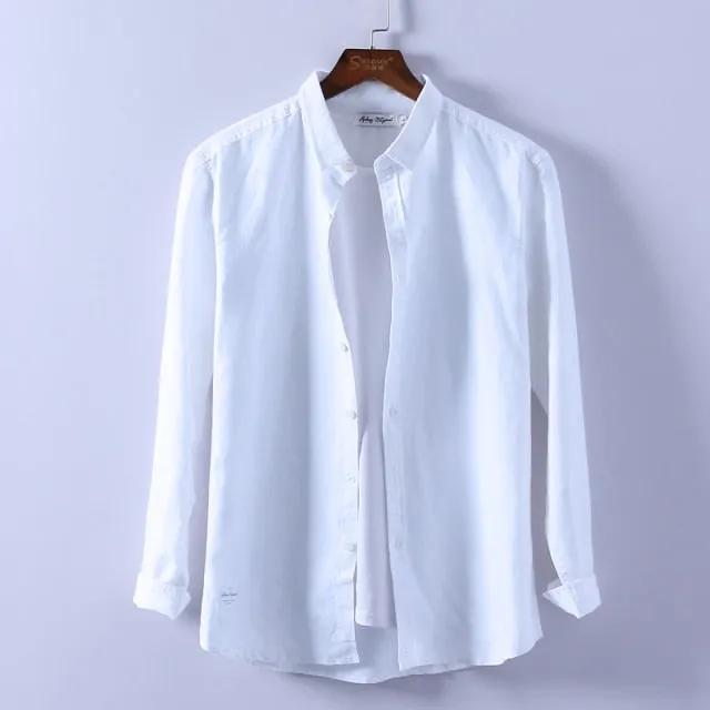 Aidase  Men Spring Summer Cotton Linen Shirt Slim Square Collar Comfortable Undershirt Male Plus Size