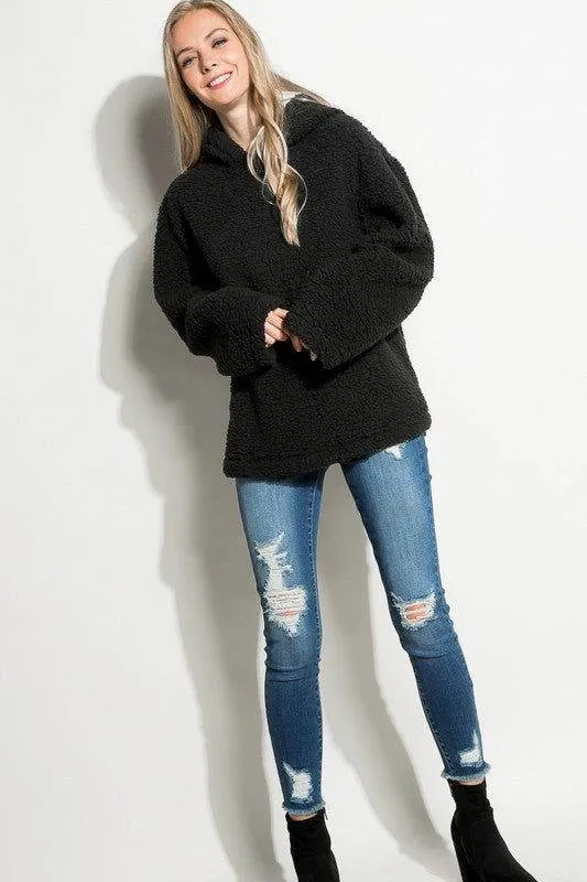 E Luna Fuzzy Faux Fur Oversized Sweatshirt