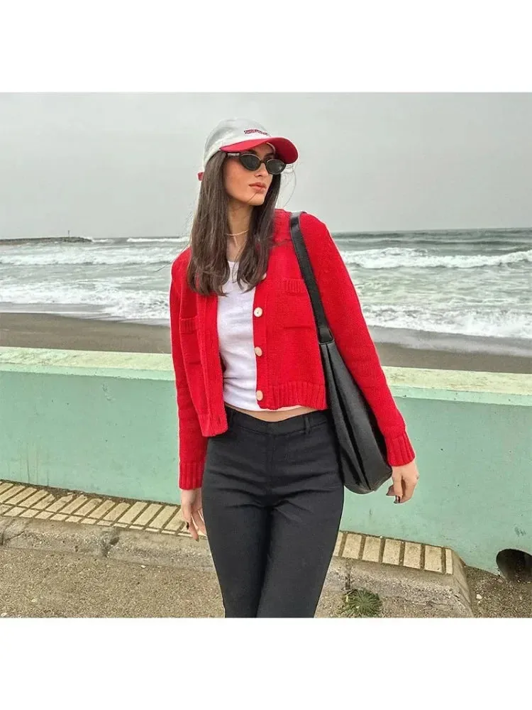 TAVIMART  -  Female O-neck Single Breasted Casual Solid Color Long Sleeve Cardigan Knitted Coat Women Autumn Winter Warm Sweater Coats