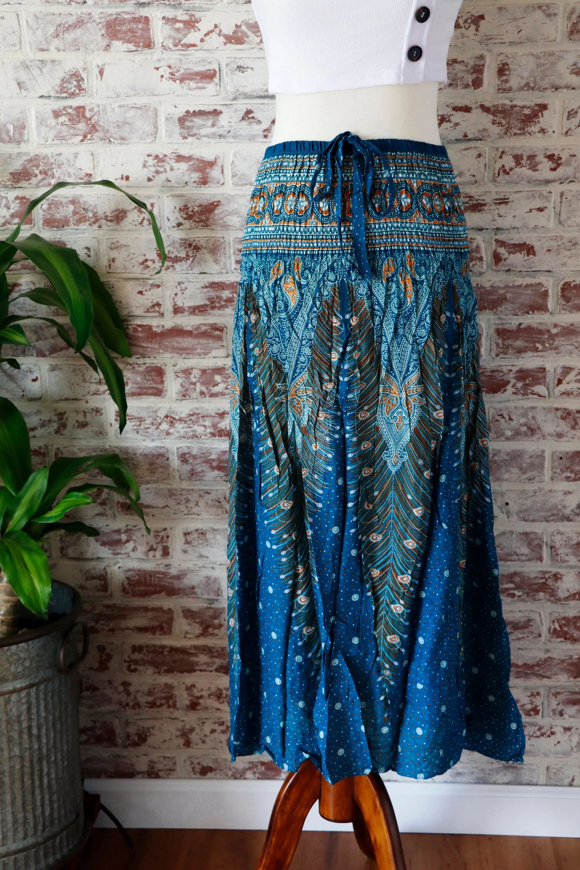 Women Boho Dress/ Hippie Dress/ Wrap Skirt/ Bohemian/ Festival Clothing/ Floral Peacock/ Thailand/ Beach/ Summer/ Long Skirt/ Gypsy dress